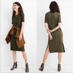Madewell Ribbed Pocket Tee Dress Kale Green XXS